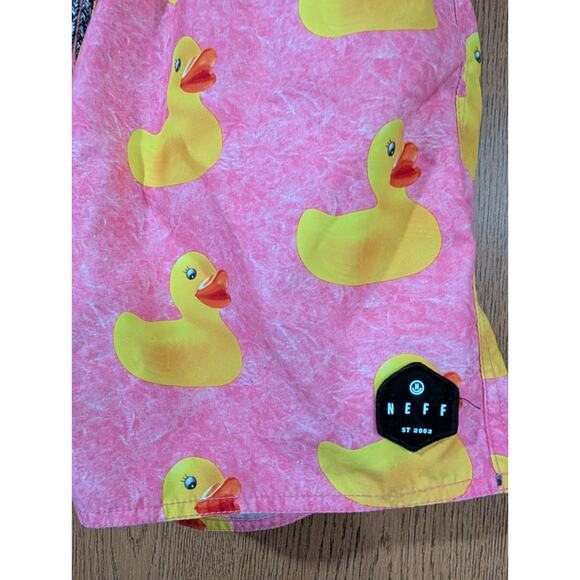 Neff Men's Small Medium Swim Pink Shorts With Yellow Rubber Ducks - Trunks Surf - Picture 2 of 10